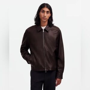 NWT Madewell Leather Zip-Front Jacket in coffee bean - XL